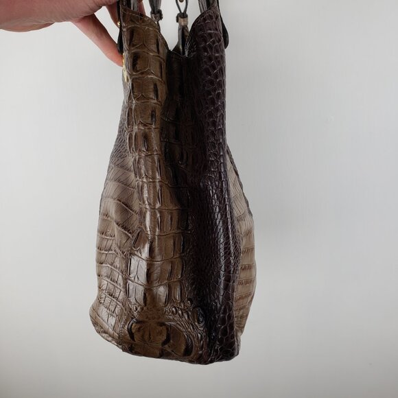 Brahmin Anne Bag Mocha Melbourne Croc Embossed Hobo Purse Handbag - Picture 5 of 9
